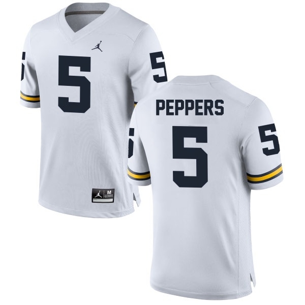 Michigan Wolverines Men's NCAA Jabrill Peppers #5 White Alumni Game College Football Jersey DCZ1349ZX